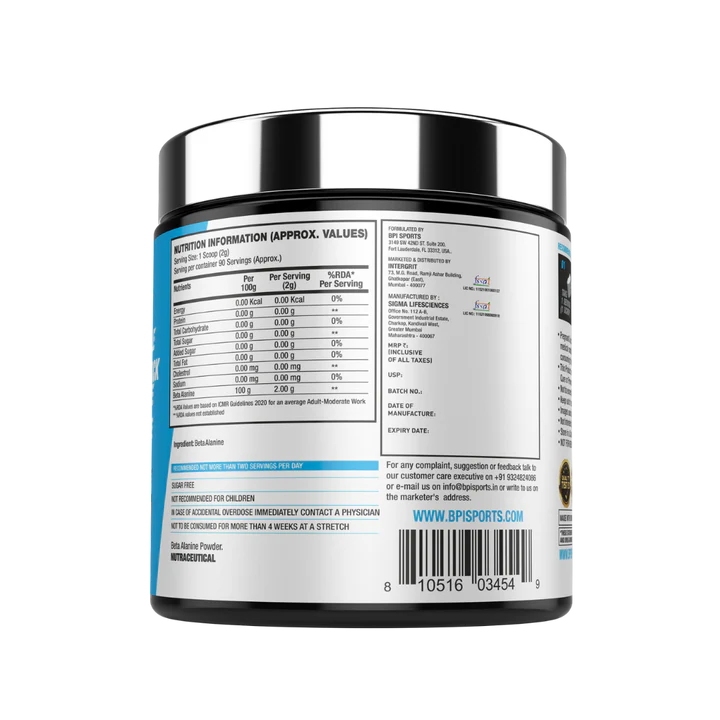 BPI Beta Alanine - 180 Gms - Unflavoured