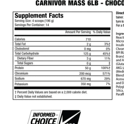 Carnivor Mass-6lbs/10lbs